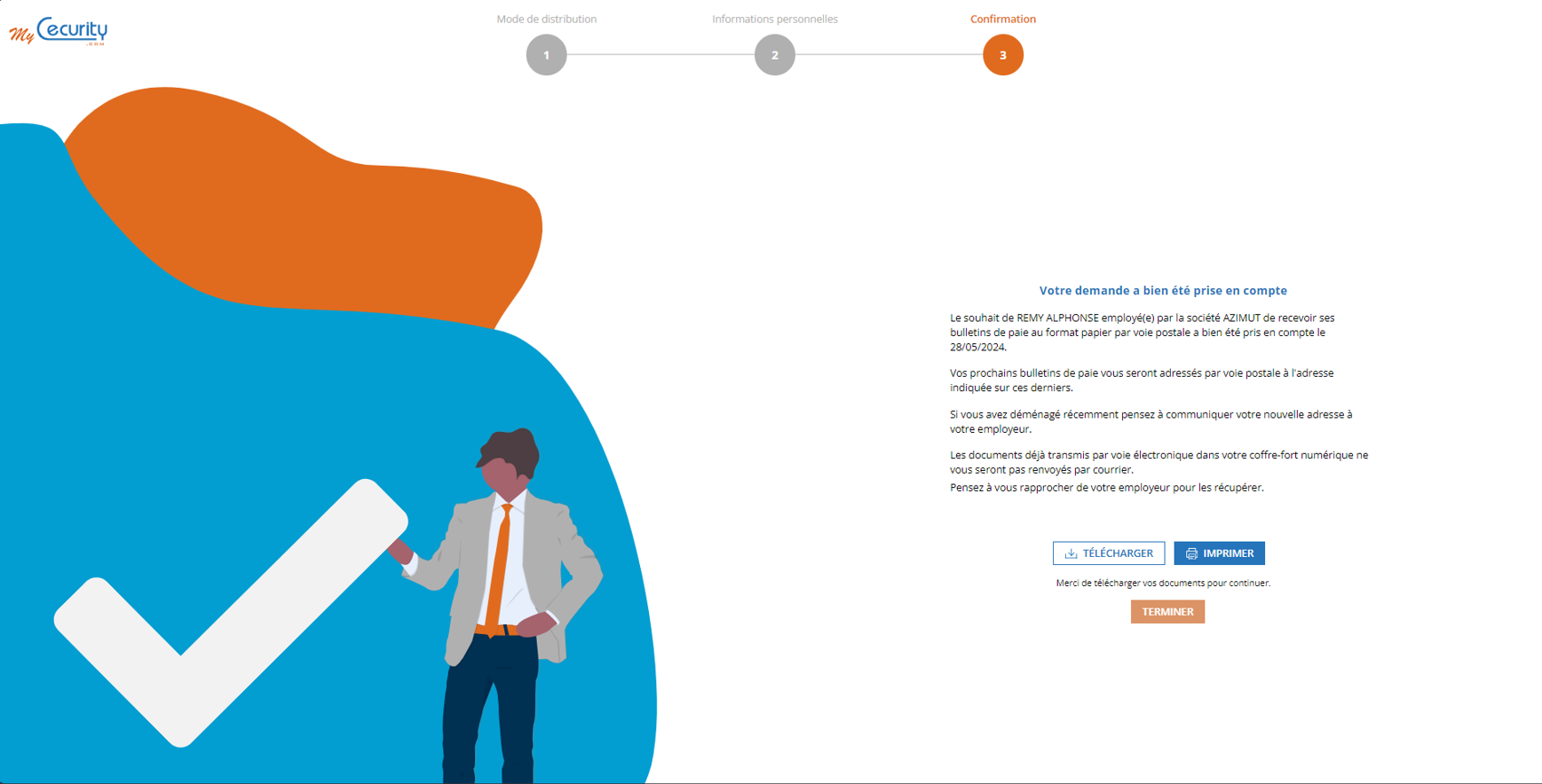 Page de confirmation refus des CGU