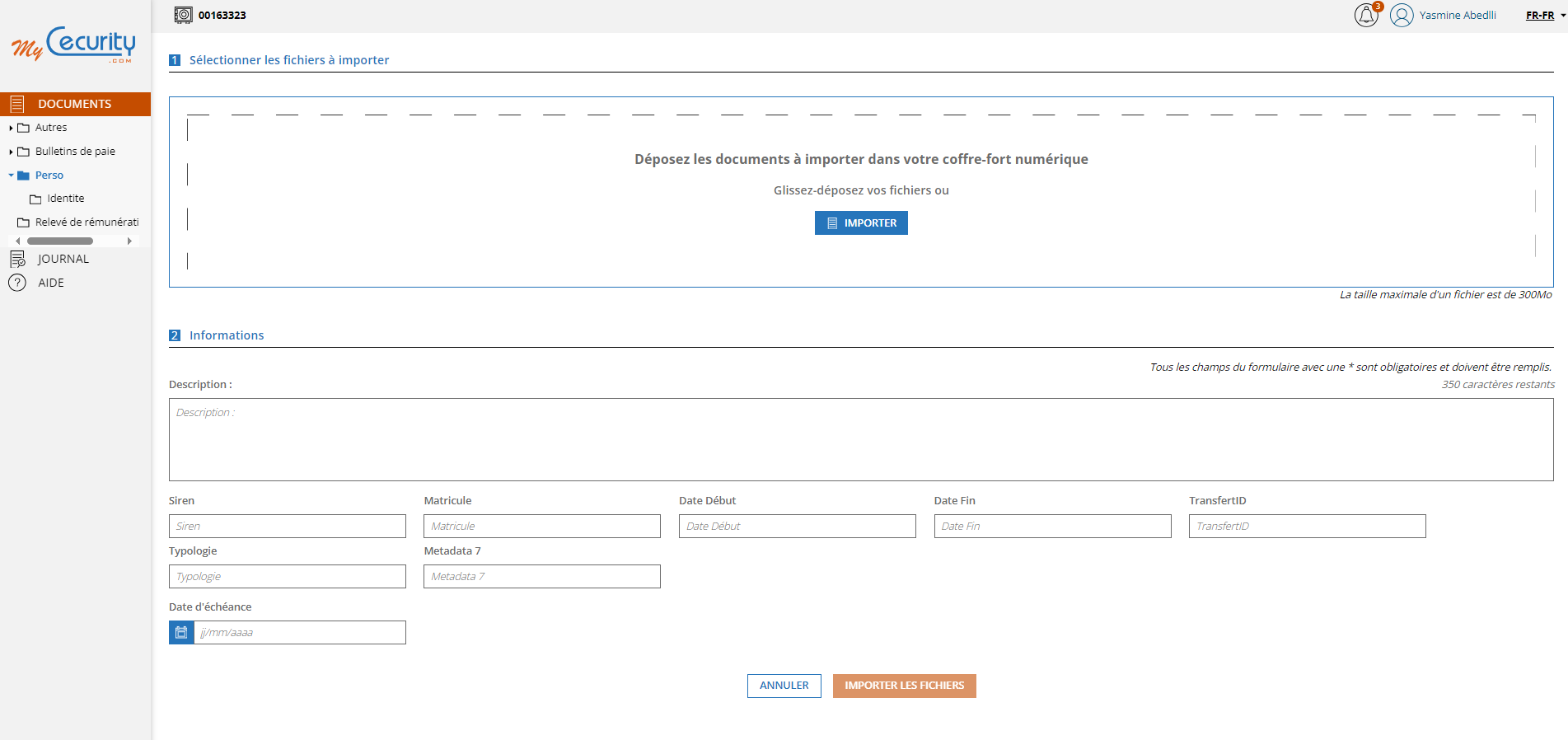 importer des fichiers formulaire