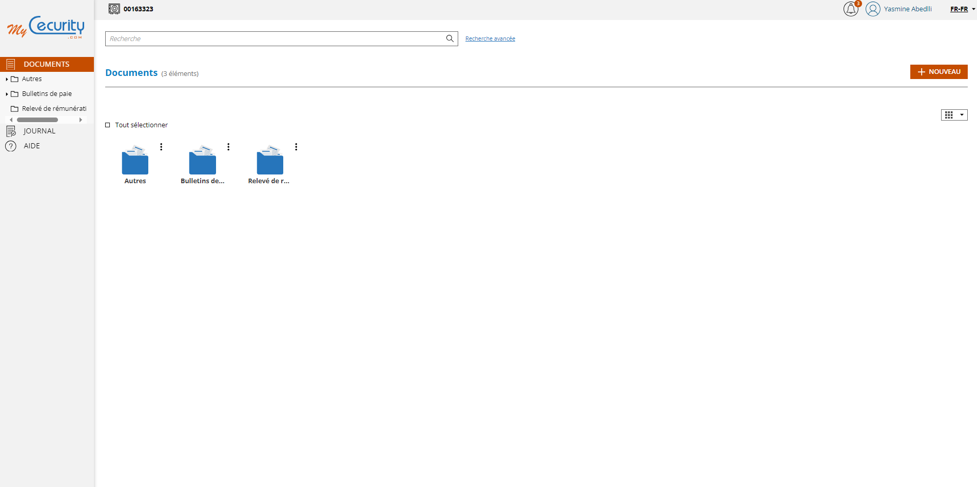 Interface du coffre-fort