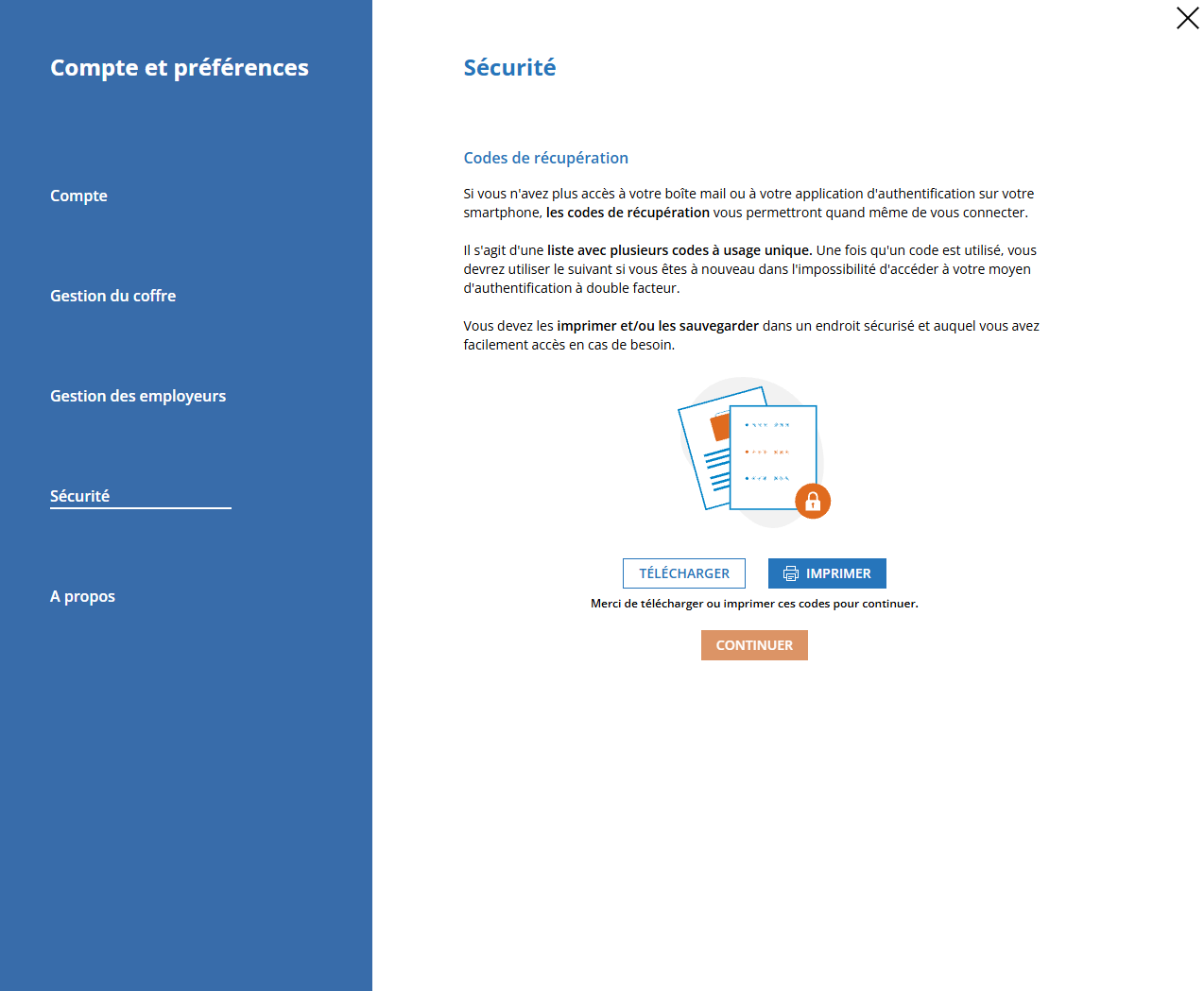 Codes de récupération