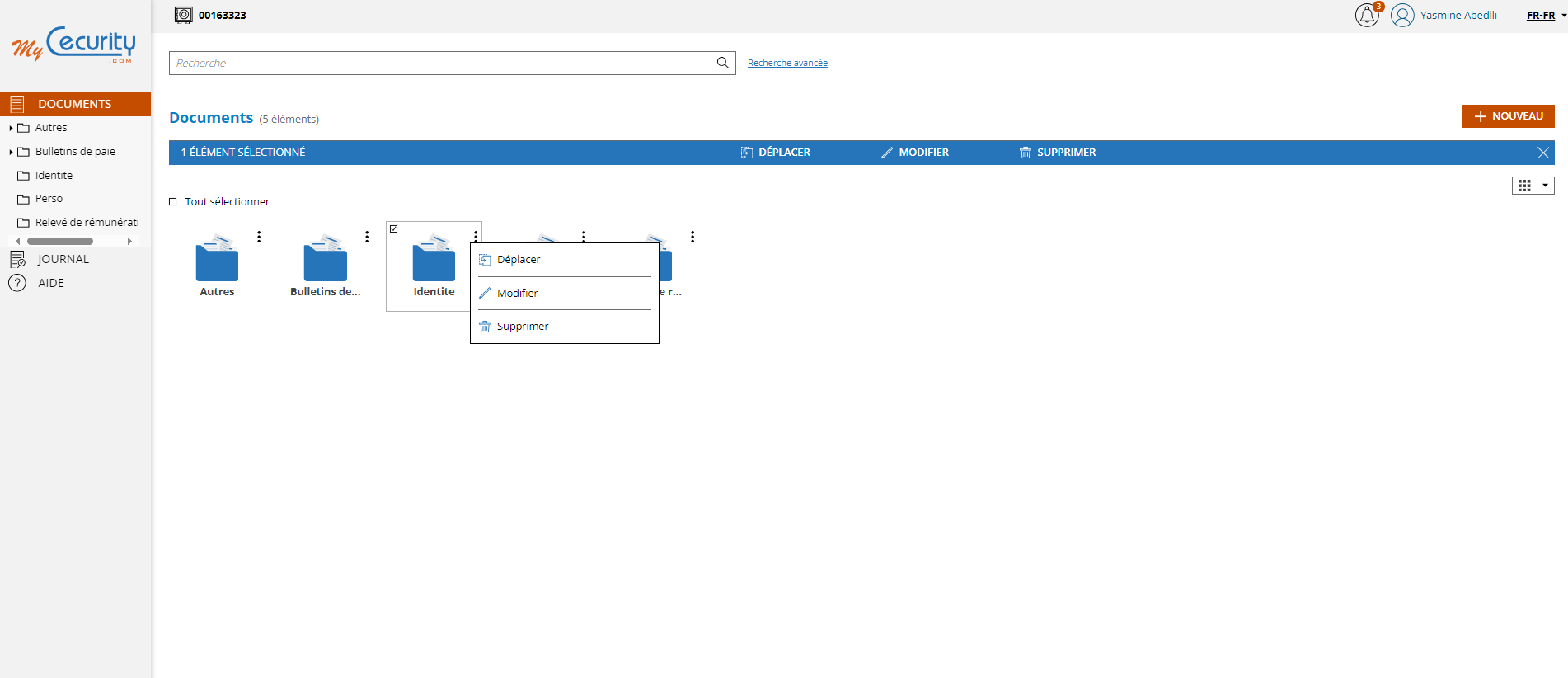 sélection unitaire d'un dossier