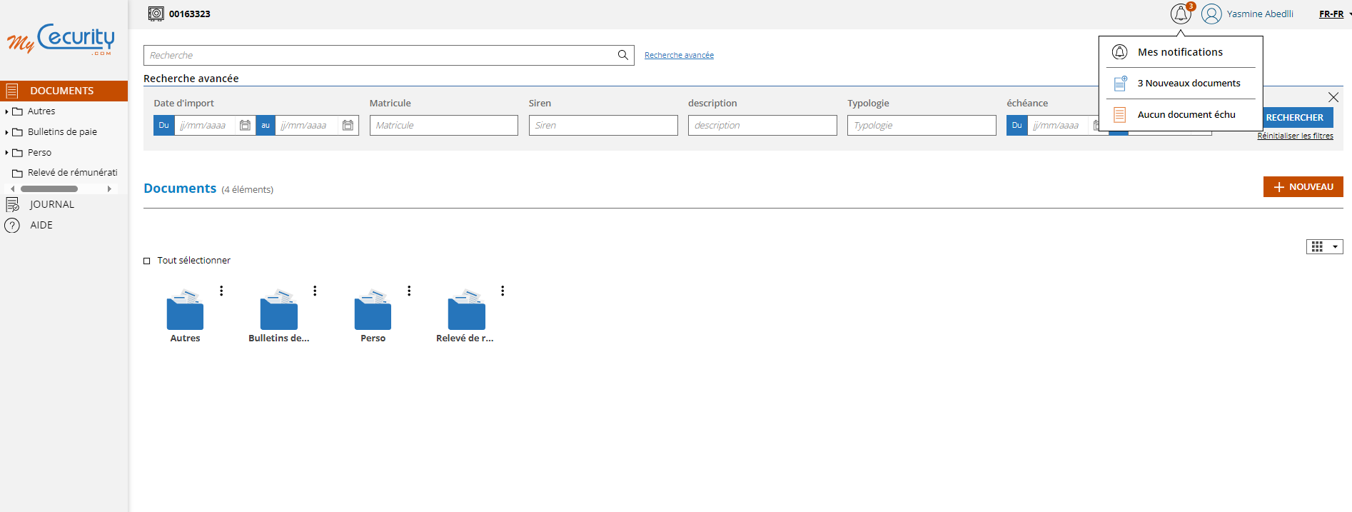 Notifications documents non-lus et échus